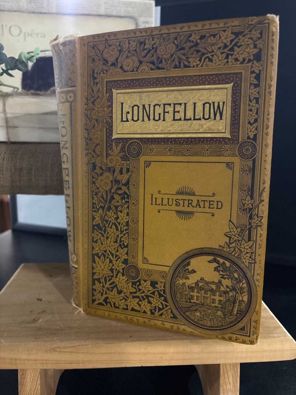 Antique 1885 Longfellow Illustrated Poetical Works Hardcover Book with Souvenir - Picture 1 of 16
